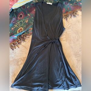 Dark Grey Ribbed Wrap Dress